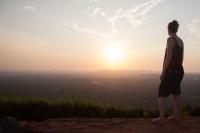 Looking out over a sunset at Sigiriya Rock, Sri Lanka.