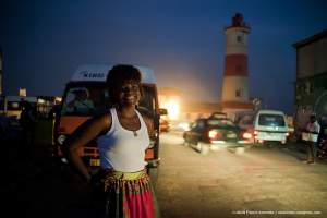 The blog&#039;s author, Camaro, stands in the streets of Accra.