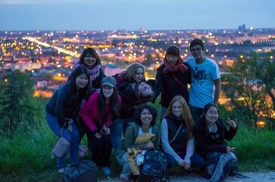 Sidrah and friends pose in &quot;Omar&#039;s Happy Place.&quot;